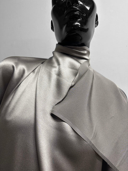 3 1/2 Yards Pewter 4 Ply Satin Back Silk Crepe - L'Etoffe Fabrics LLC