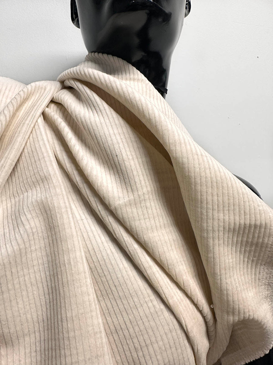 3 3/4 Yards Oatmeal Heather Medium Wide Wale Corduroy - L'Etoffe Fabrics LLC