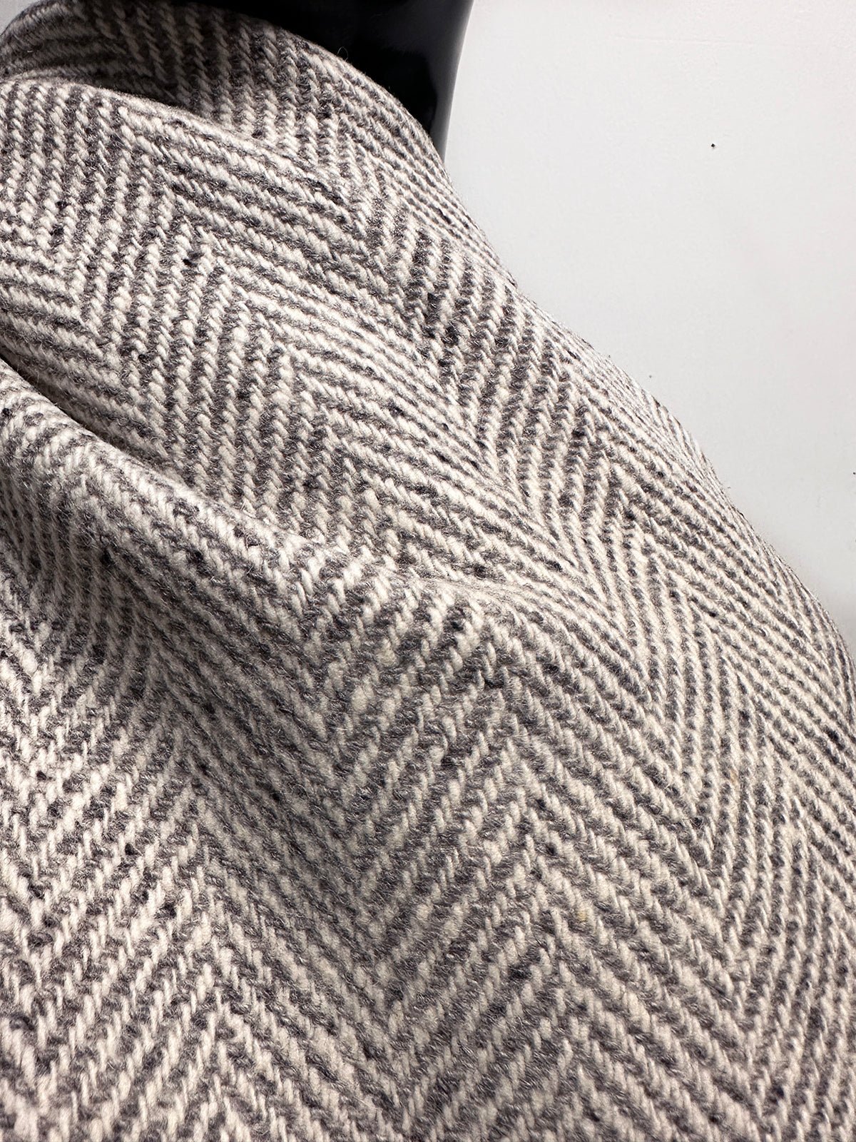3 5/8 Yards BC Herringbone Luxury Wool Coating - Grey - L'Etoffe Fabrics LLC