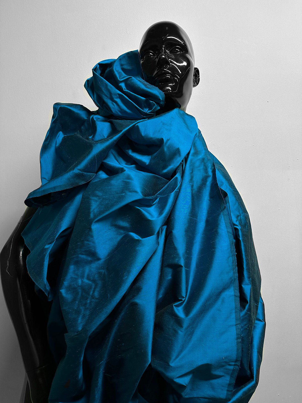 3 5/8 Yards Teal Iridescent Silk Dupioni - L'Etoffe Fabrics LLC