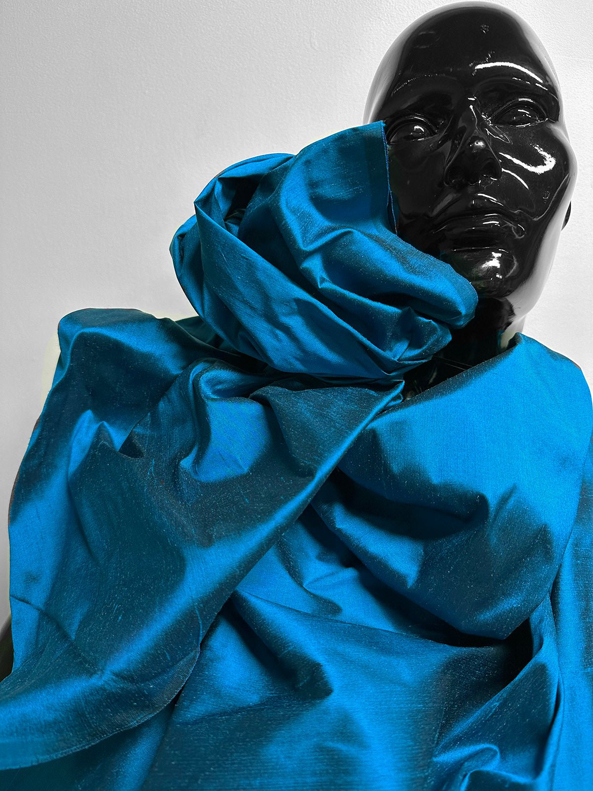 3 5/8 Yards Teal Iridescent Silk Dupioni - L'Etoffe Fabrics LLC