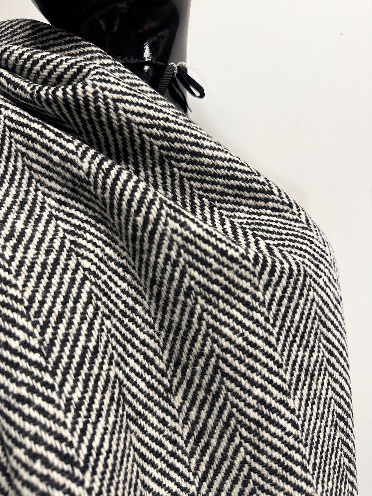 3 Yards BC Herringbone Luxury Wool Coating - Black S45 - L'Etoffe Fabrics LLC