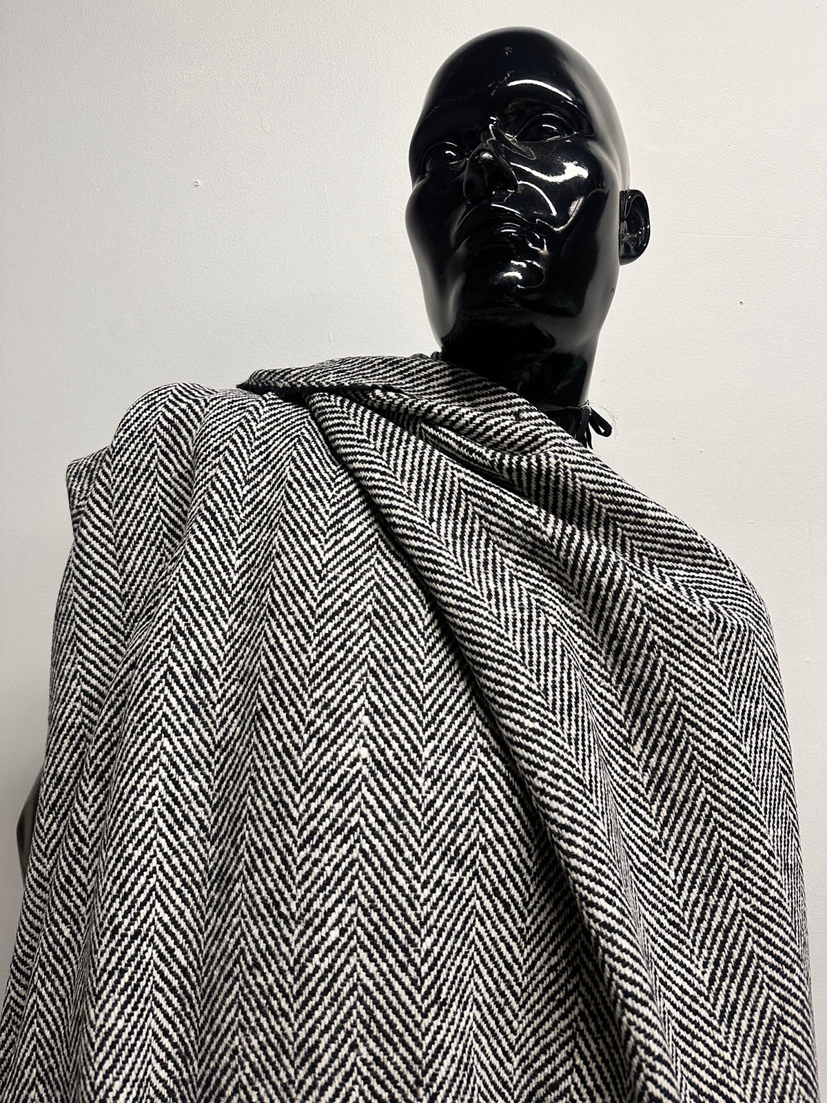 3 Yards BC Herringbone Luxury Wool Coating - Black S45 - L'Etoffe Fabrics LLC
