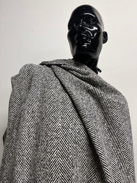 3 Yards BC Herringbone Luxury Wool Coating - Black S45 - L'Etoffe Fabrics LLC