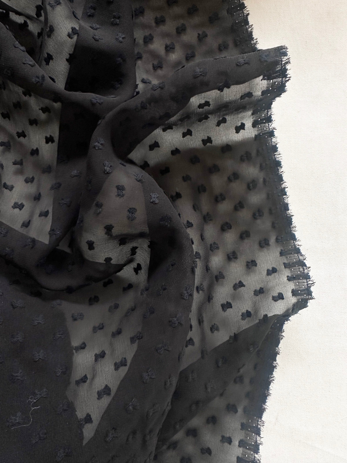 3 yards Black Midnight Georgette Swiss Dot - L'Etoffe Fabrics LLC