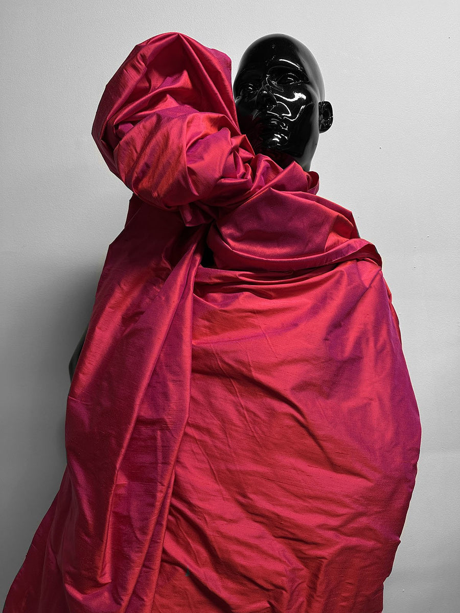 3 Yards Electric Fuschia Silk Dupioni - L'Etoffe Fabrics LLC