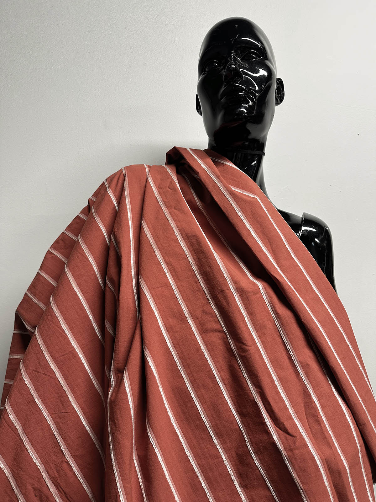 3 Yards Rust Cotton with Chenille Stripe - L'Etoffe Fabrics LLC