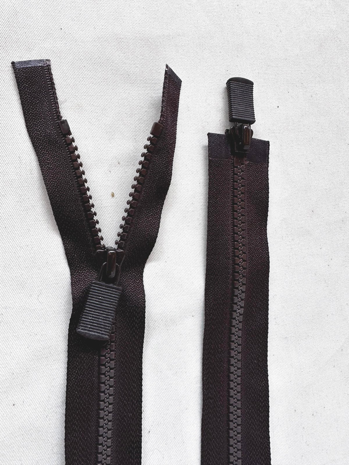 30" Dark Brown Plastic Molded Two Way Zipper - L'Etoffe Fabrics LLC