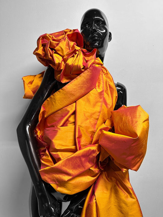 4 Yards 30" Iridescent Silk Dupioni Marigold Fuchsia - L'Etoffe Fabrics LLC