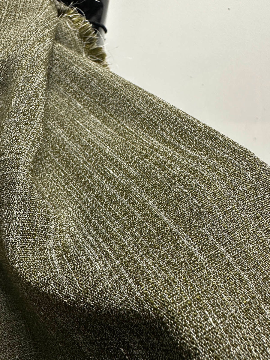 4 Yards BC Olive Cross Hatch Soft Drape Suiting - L'Etoffe Fabrics LLC