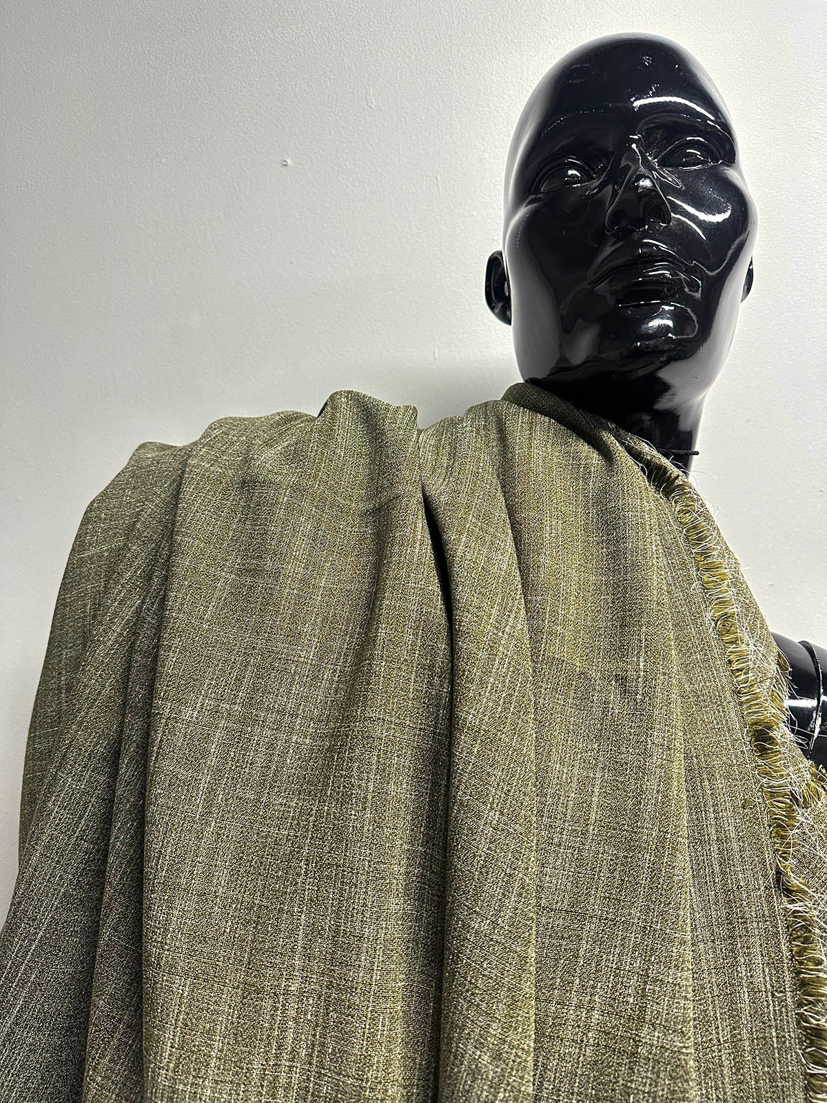 4 Yards BC Olive Cross Hatch Soft Drape Suiting - L'Etoffe Fabrics LLC