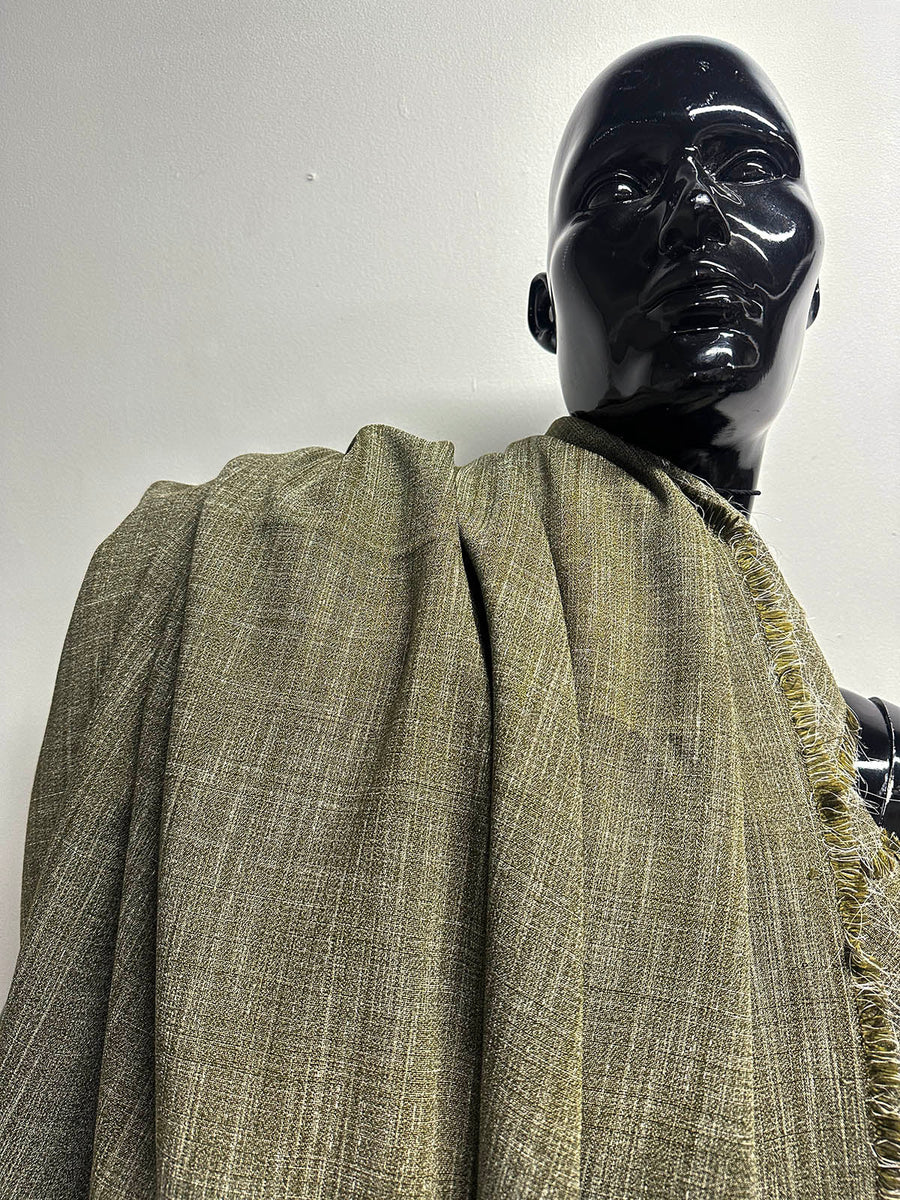 4 Yards BC Olive Cross Hatch Soft Drape Suiting - L'Etoffe Fabrics LLC