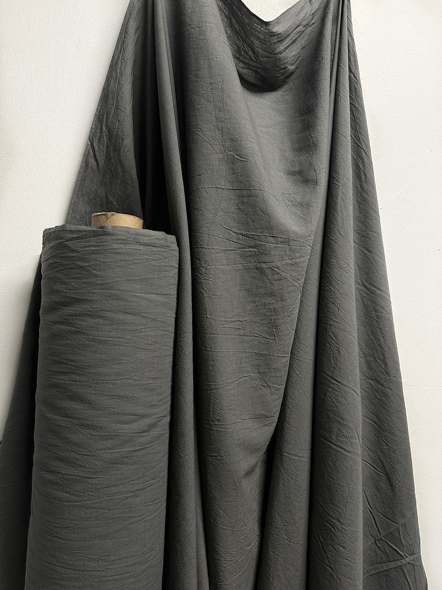 5 Yards Cotton Crinkle Grey Heavier Voile - L'Etoffe Fabrics LLC