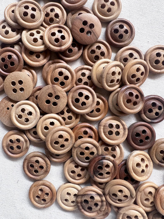 5/8" Rimmed Wooden Shirt Buttons Per Dozen - L'Etoffe Fabrics LLC