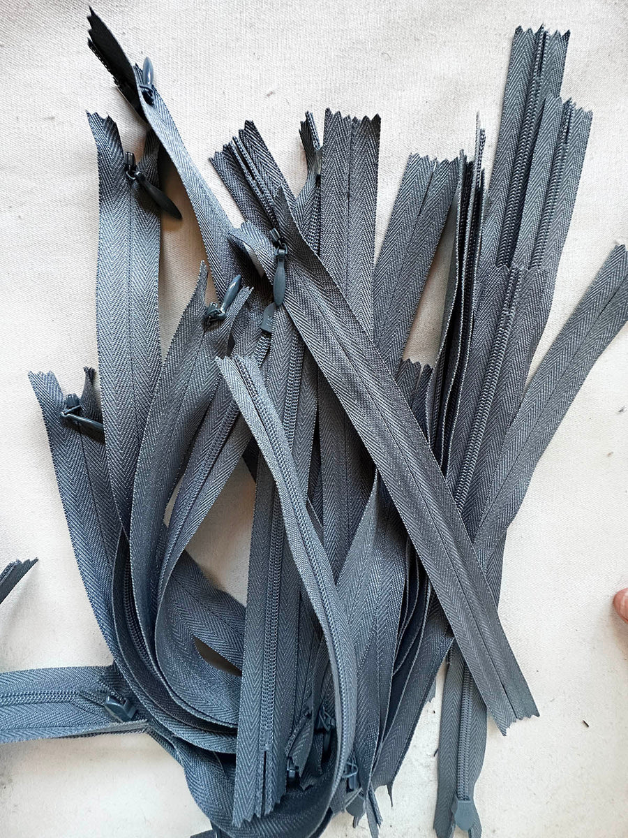 8" YKK Deadstock Medium Grey Invisible Zipper - L'Etoffe Fabrics LLC