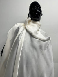 Deadstock Ivory Satin Silk Georgette Semi Sheer