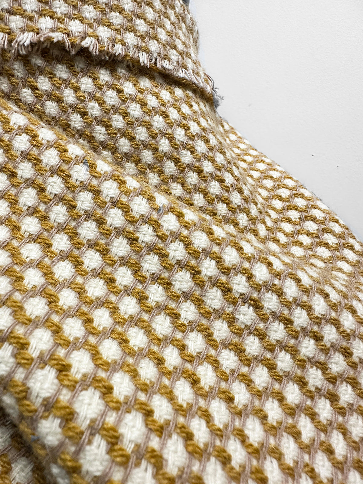 Italian Alpaca Blend Mustard Geometric Weave