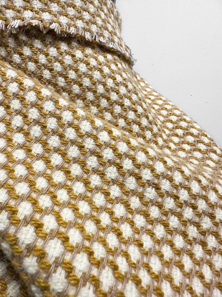 Italian Alpaca Blend Mustard Geometric Weave