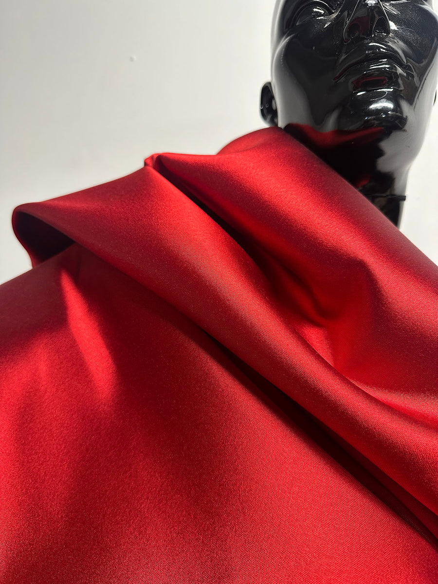 3 1/2 Yards Red Silk Wool Suiting