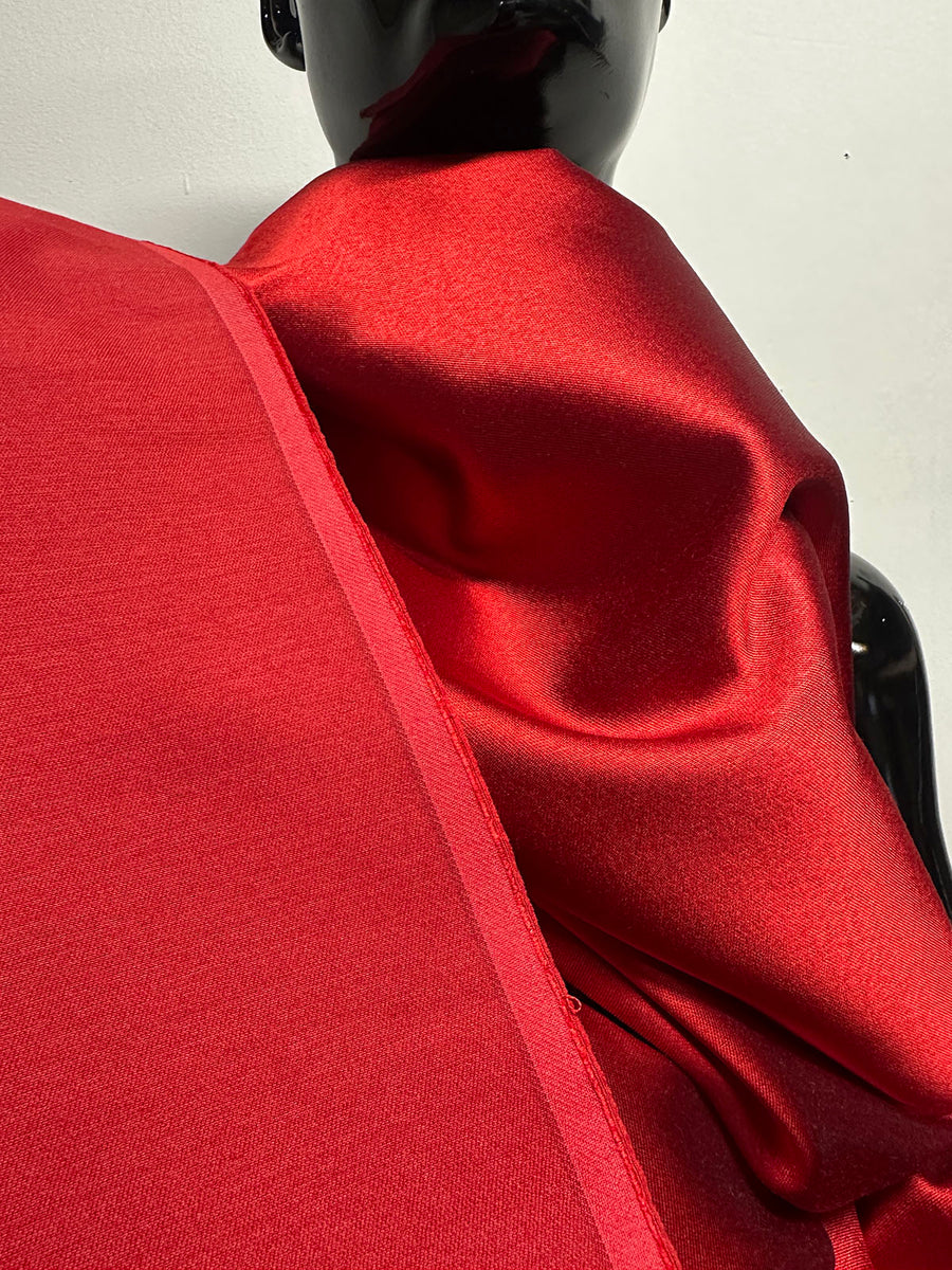3 1/2 Yards Red Silk Wool Suiting