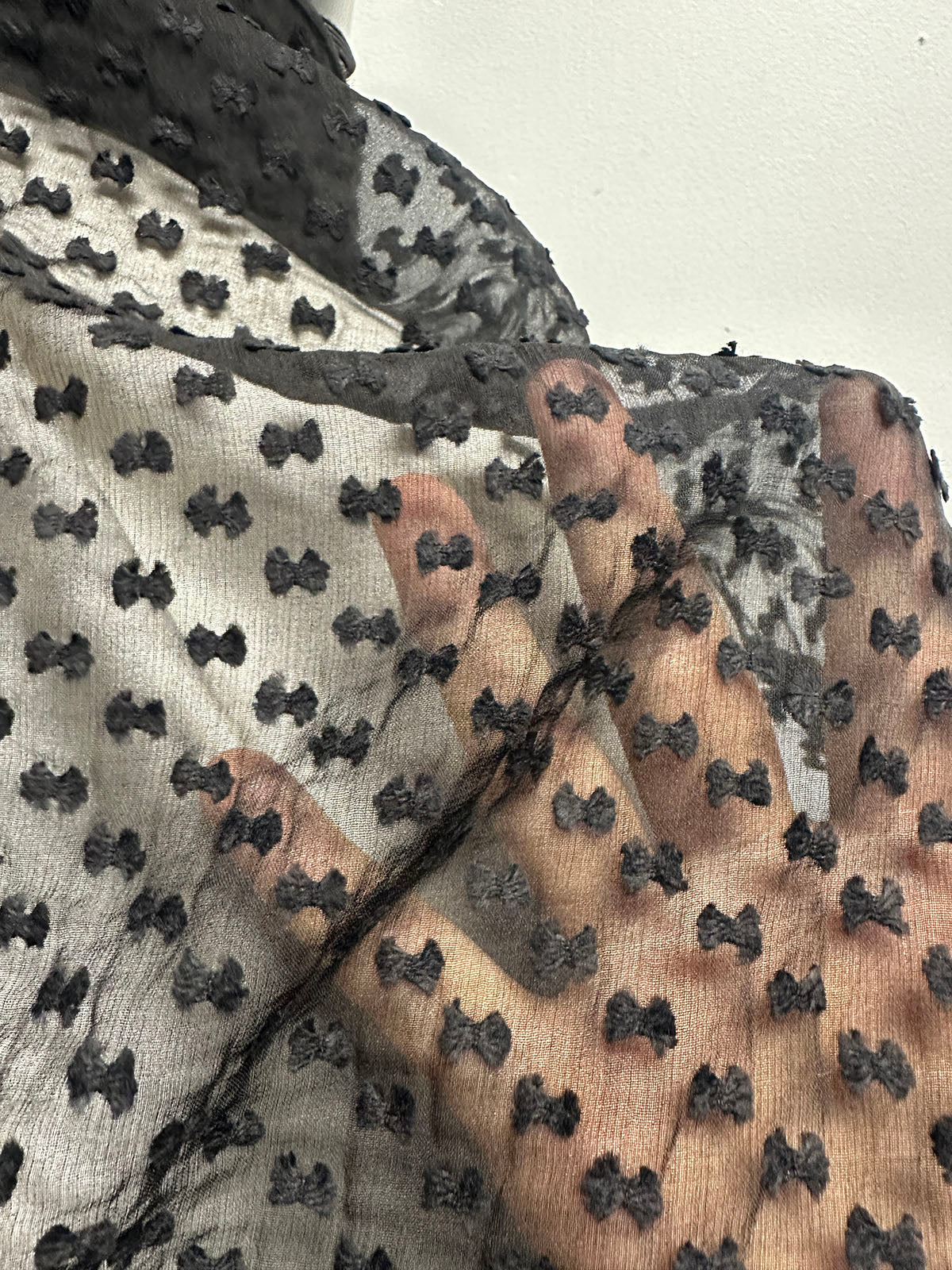 Silk Swiss Dot Chiffon in Black