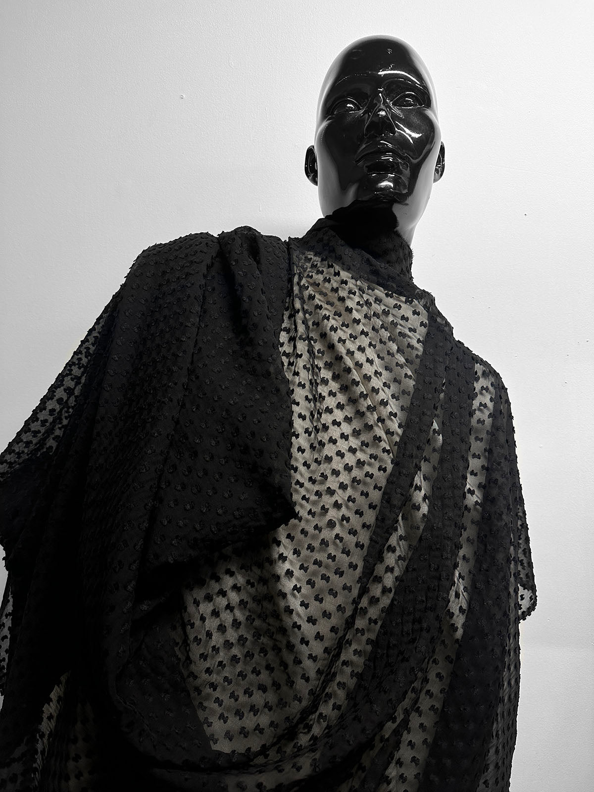 Silk Swiss Dot Chiffon in Black