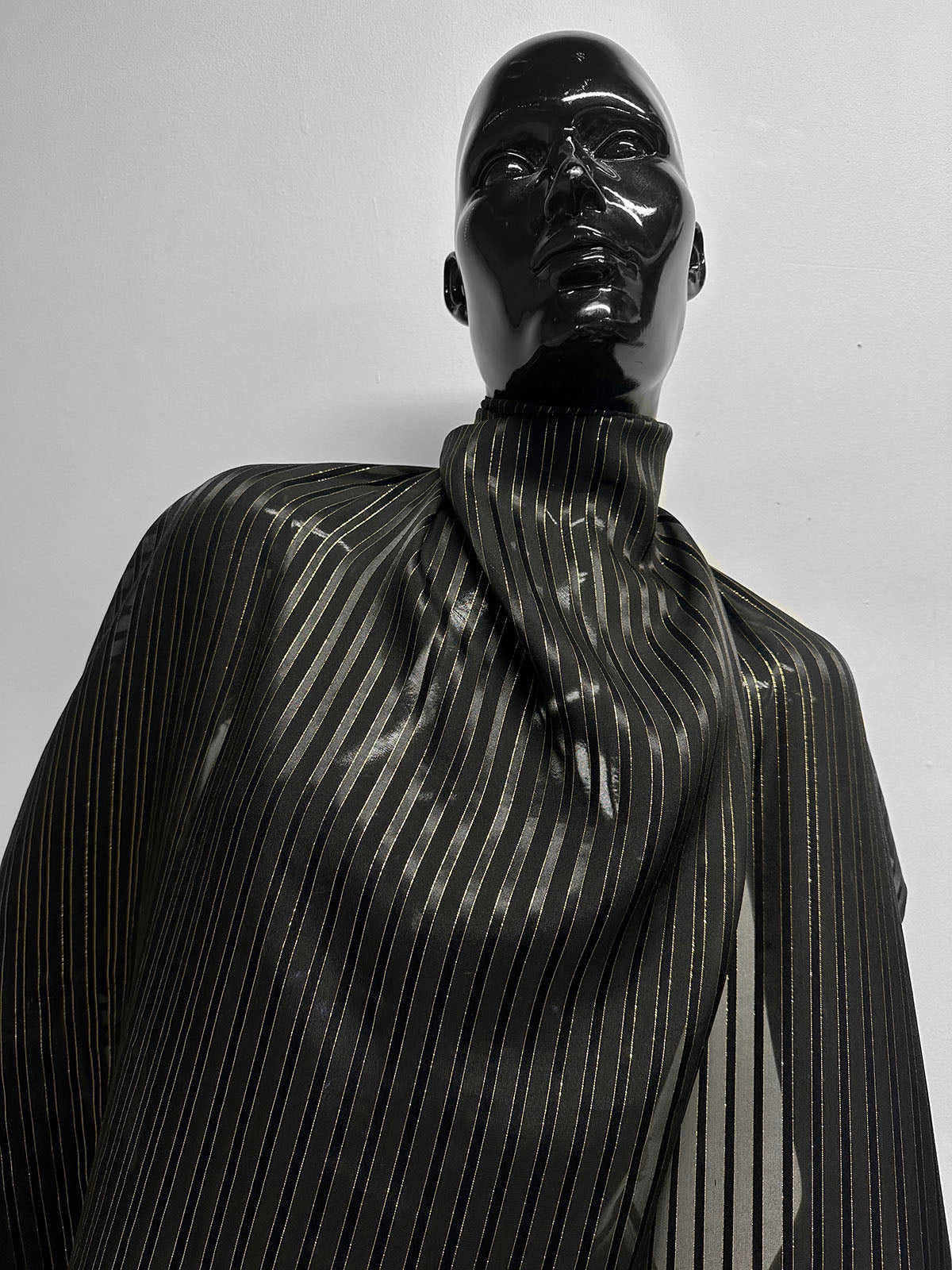 Satin Gold Pinstripe Silk
