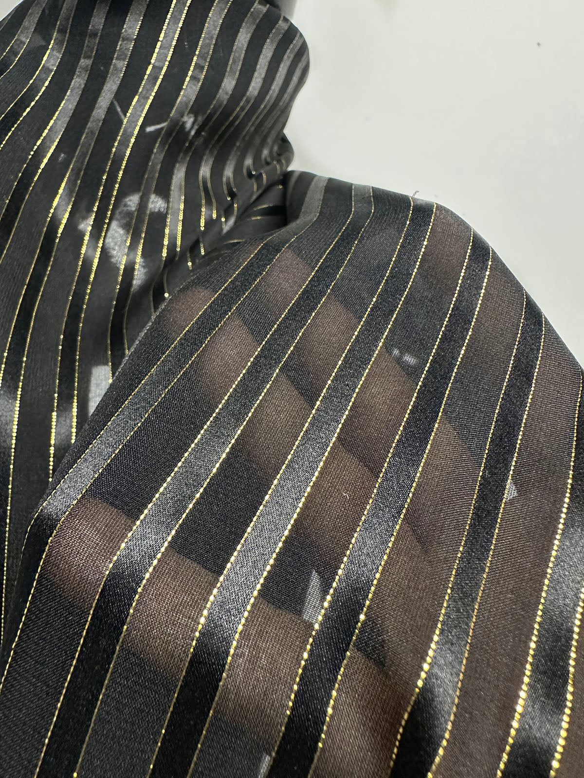 Satin Gold Pinstripe Silk