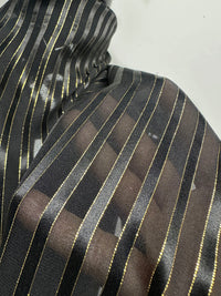 Satin Gold Pinstripe Silk