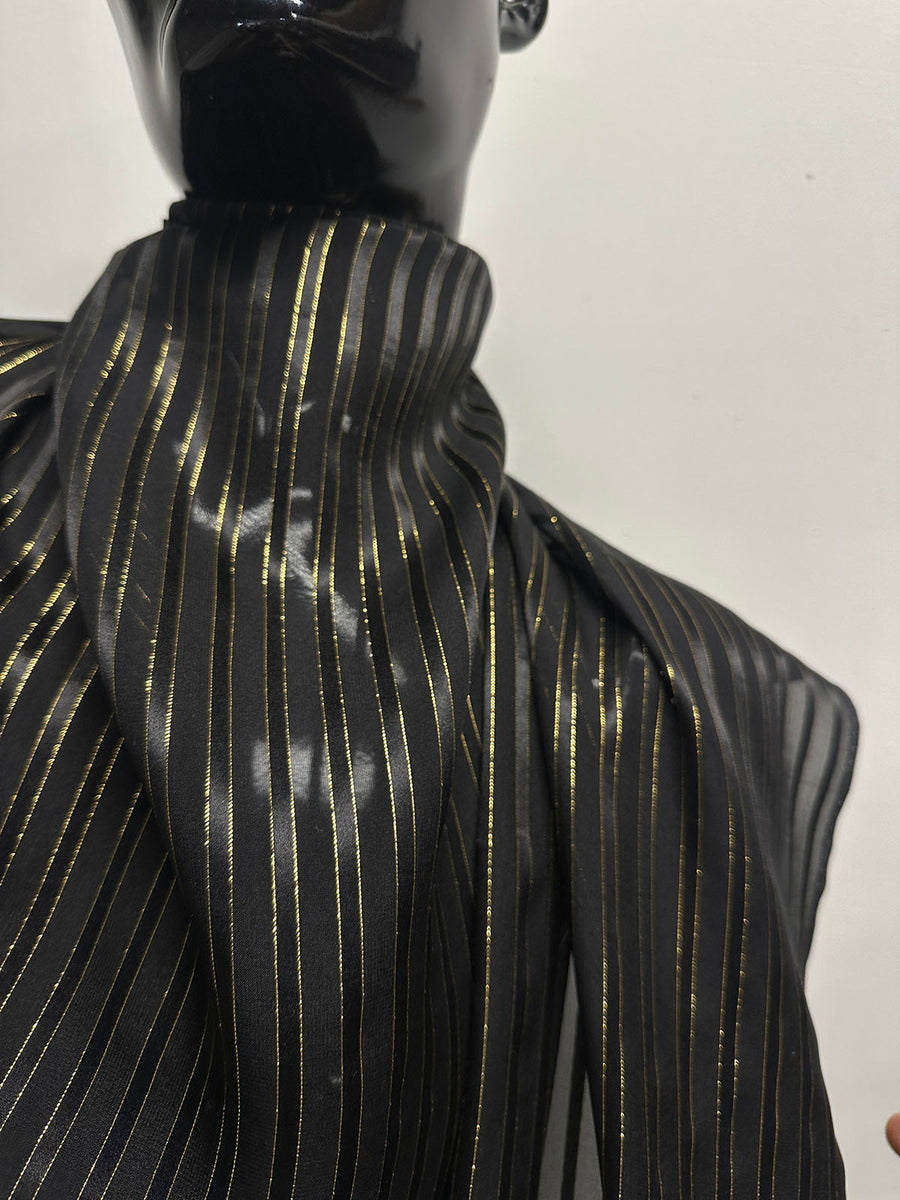 Satin Gold Pinstripe Silk