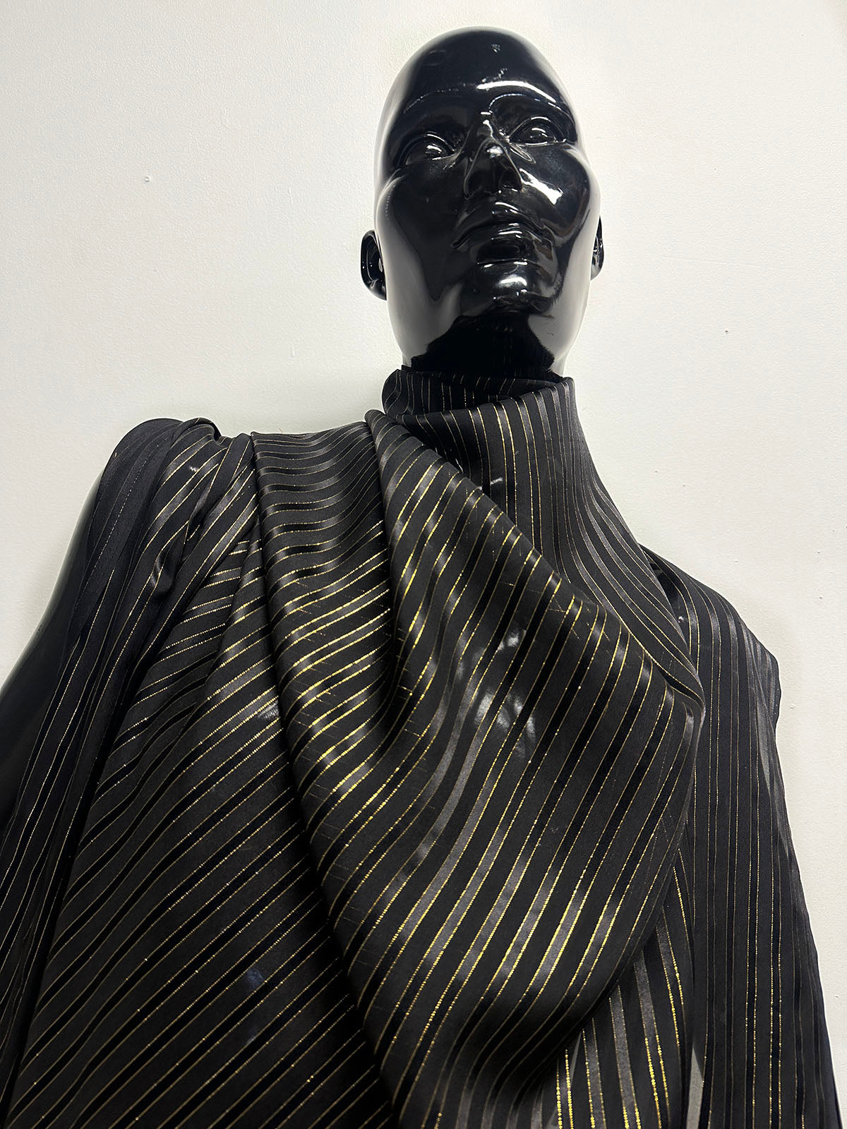 Satin Gold Pinstripe Silk