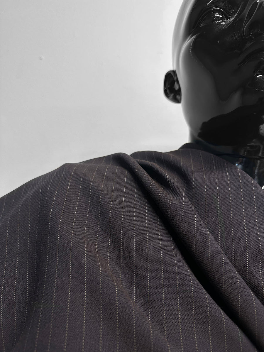 Vintage Solbiati Plum Pinstripe Crepe