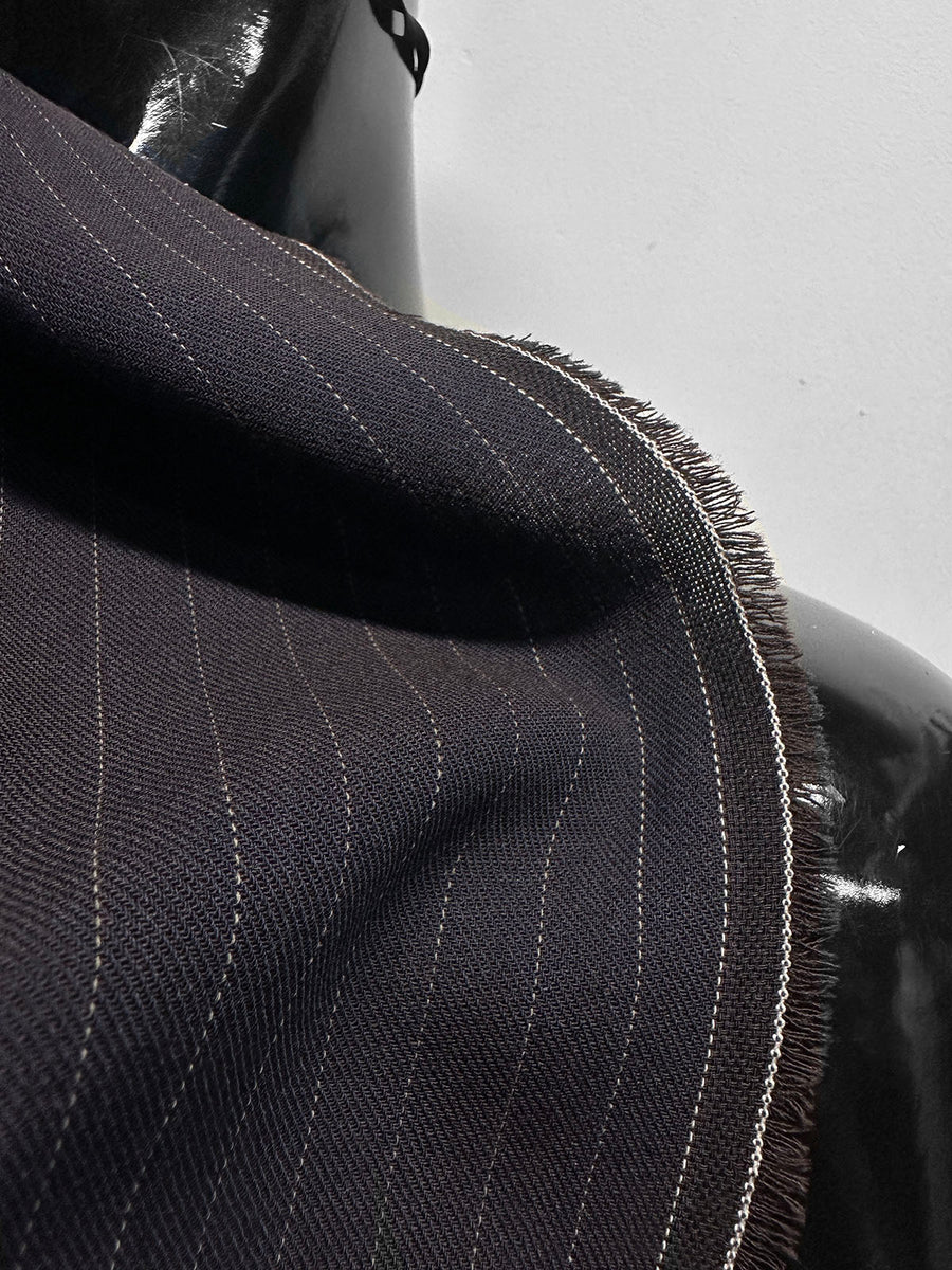 Vintage Solbiati Plum Pinstripe Crepe