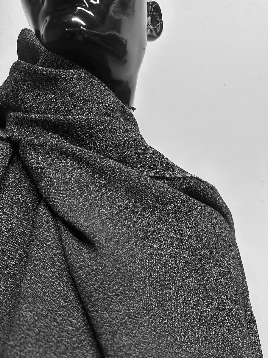 Vintage Solbiati Pebble Wool Crepe - Black