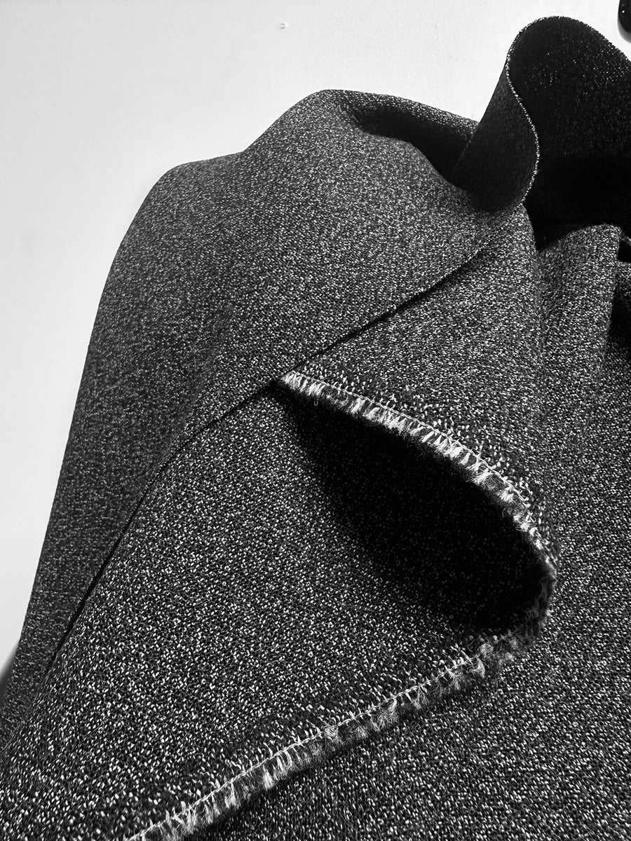 Vintage Solbiati Pebble Wool Crepe - Black