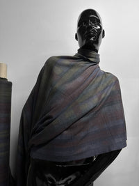 Italian Luxury Super Soft Virgin Wool Knit Streaked Khaki Wine Navy - 13