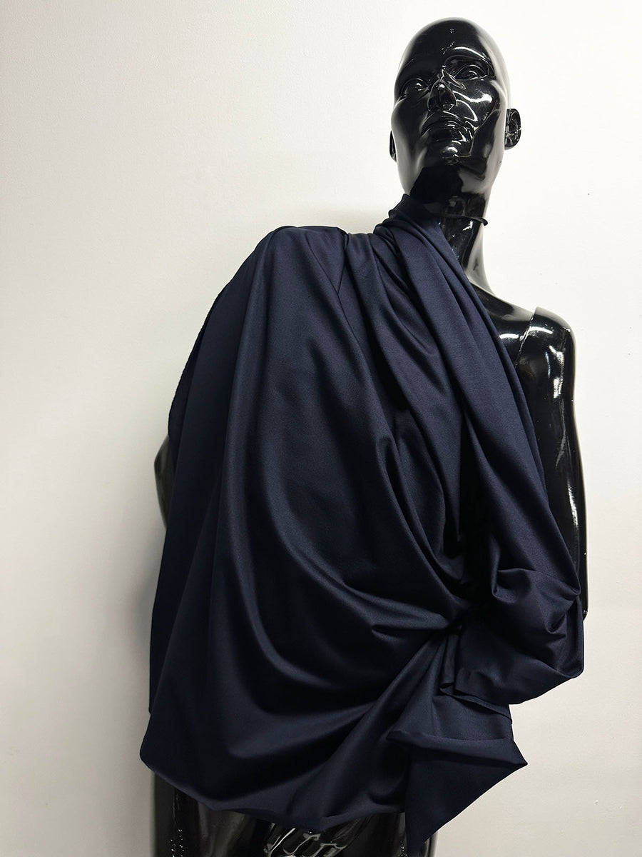 Navy Silk Viscose Tee Jersey - 8
