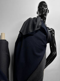 Double Cashmere Charcoal Navy Texture Jacket Weight - 1