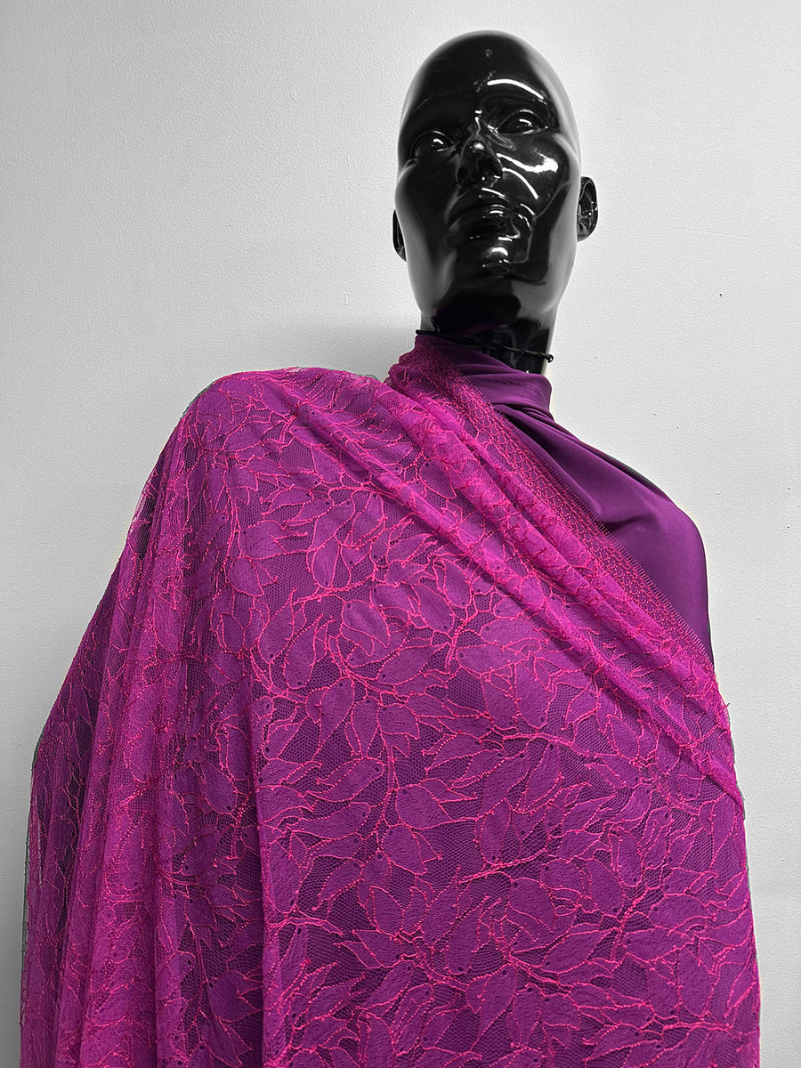 Hot Pink Chantilly Designer Lace