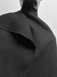 Italian Black Cotton Matelassé - Waves