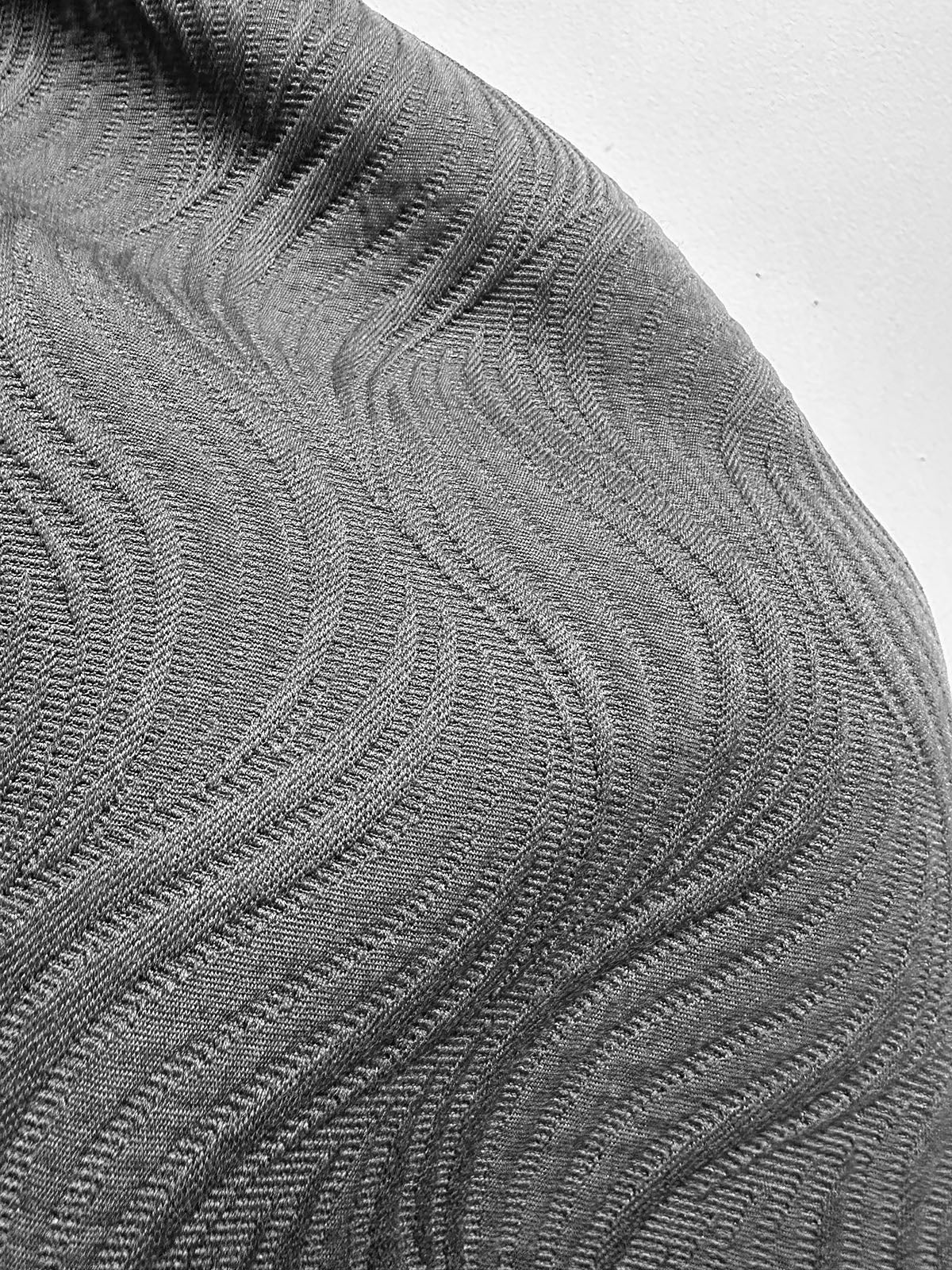 Italian Black Cotton Matelassé - Waves