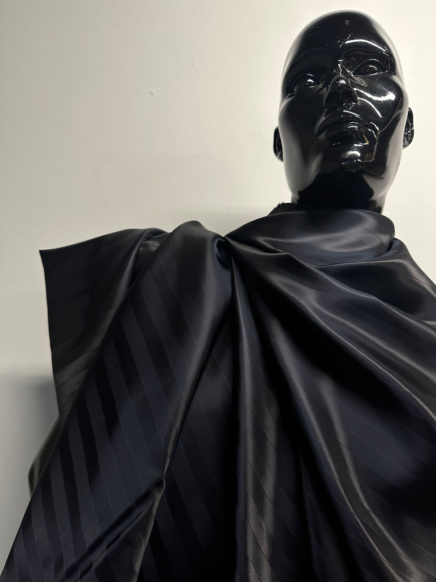 Italian Cupro Blue Black Herringbone Lining