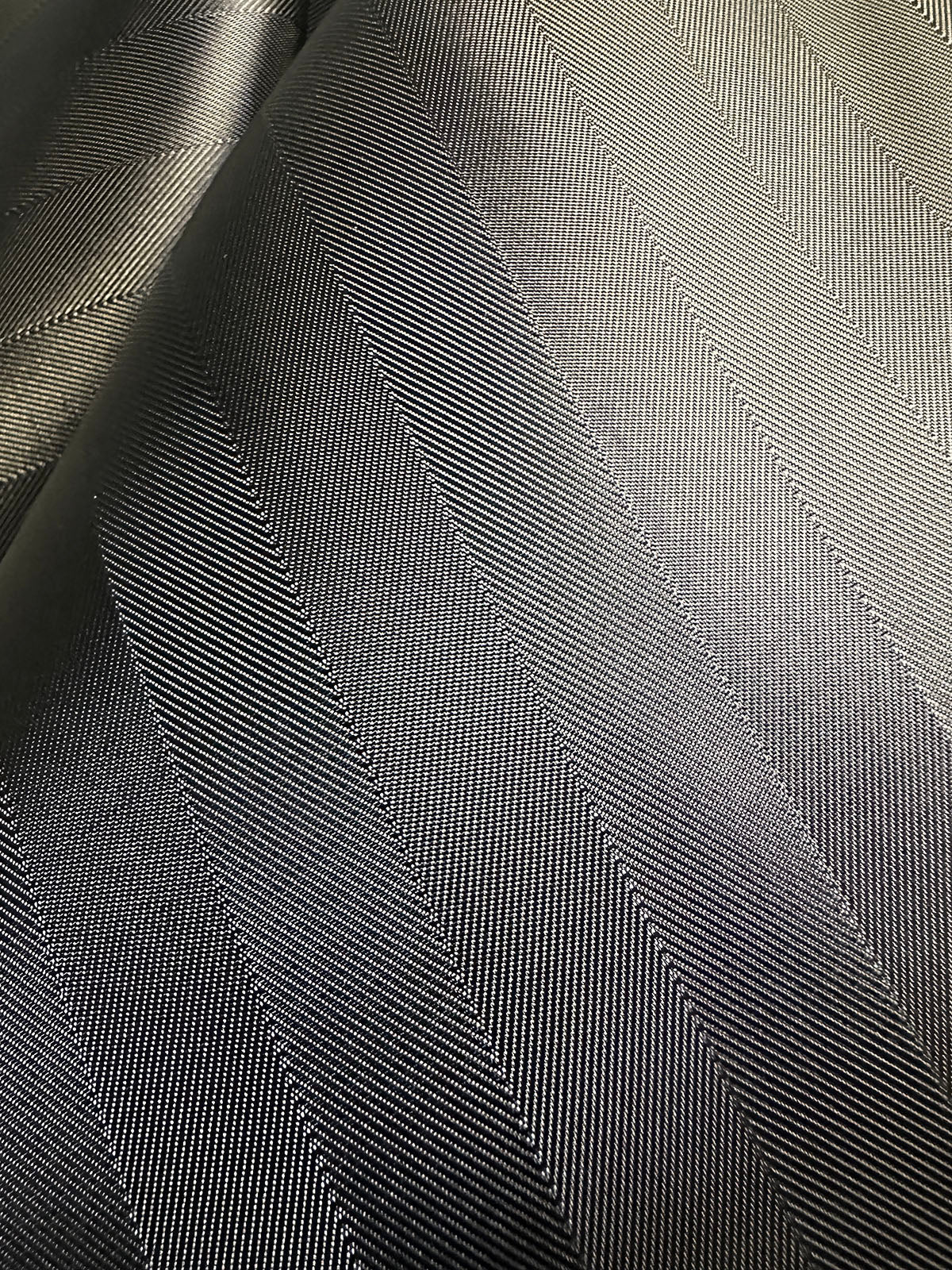 Italian Cupro Blue Black Herringbone Lining