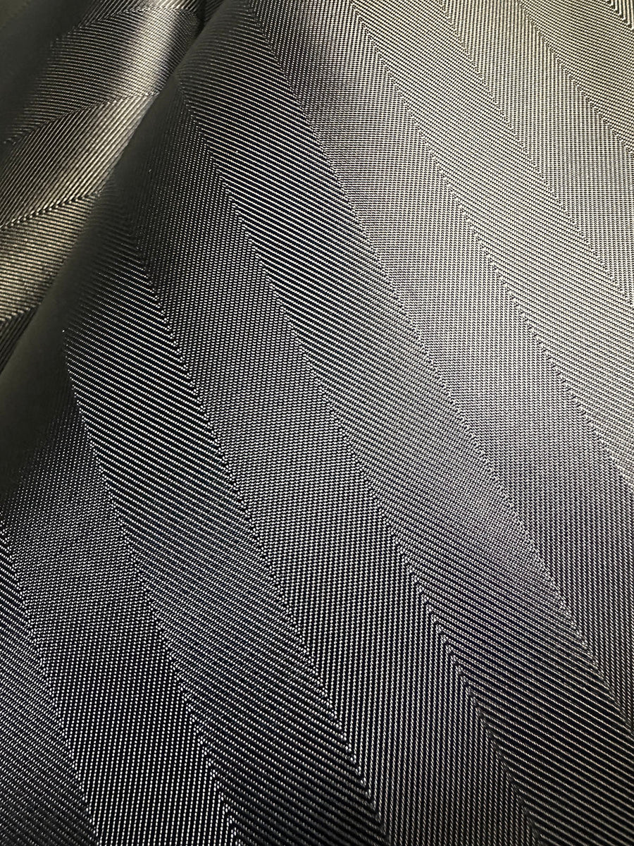 Italian Cupro Blue Black Herringbone Lining