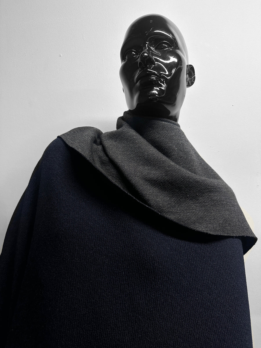 Double Cashmere Charcoal Navy Texture Jacket Weight - 1