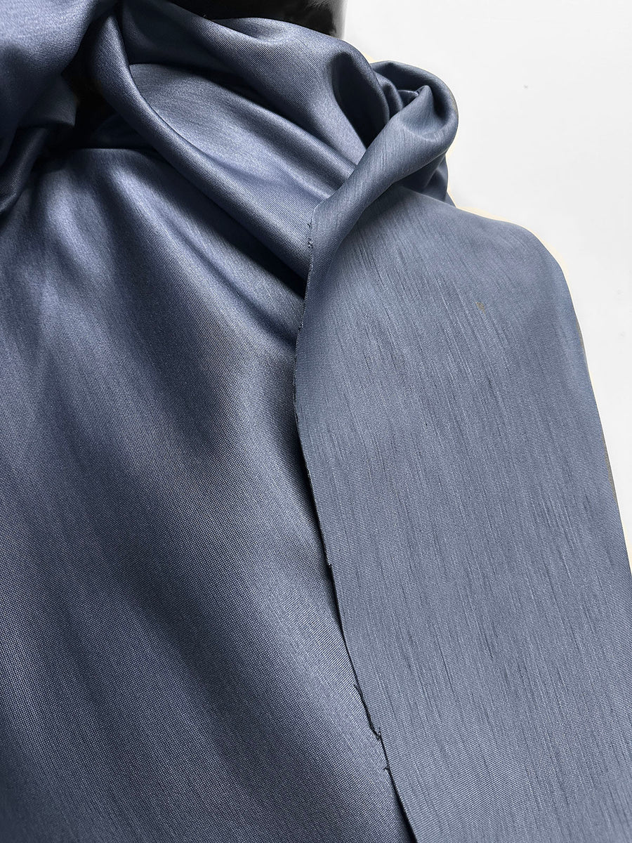Italian Doube Weave Wool Cotton Heather Knit - Sharkskin