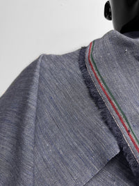 Italian Two Tone Blue Melange Slub -Striped Selvedge