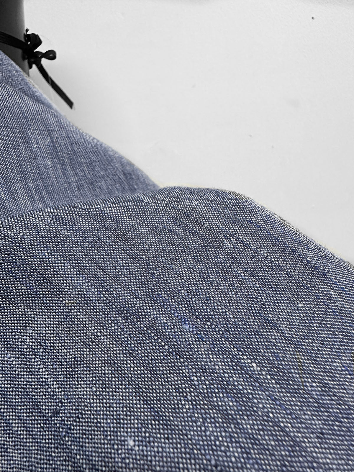 Italian Two Tone Blue Melange Slub -Striped Selvedge