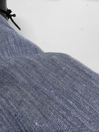 Italian Two Tone Blue Melange Slub -Striped Selvedge