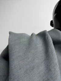 Italian Two Tone Light Blue Olive Slub -Striped Selvedge